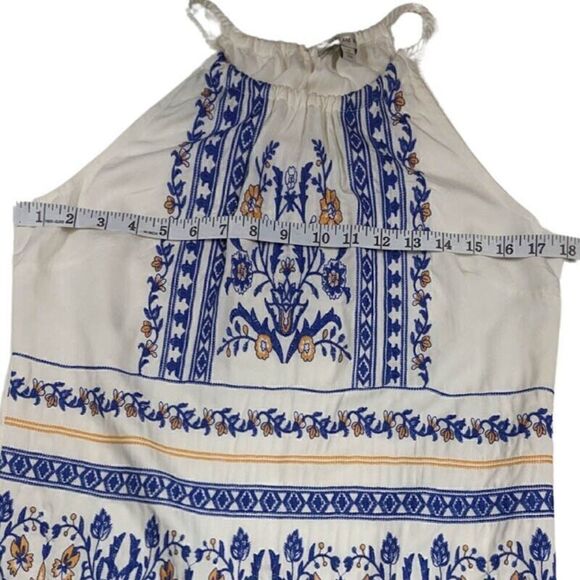 Skies Are Blue Dress Womens Small Floral Boho Embroidered Fringe Halter Summer - Picture 8 of 14